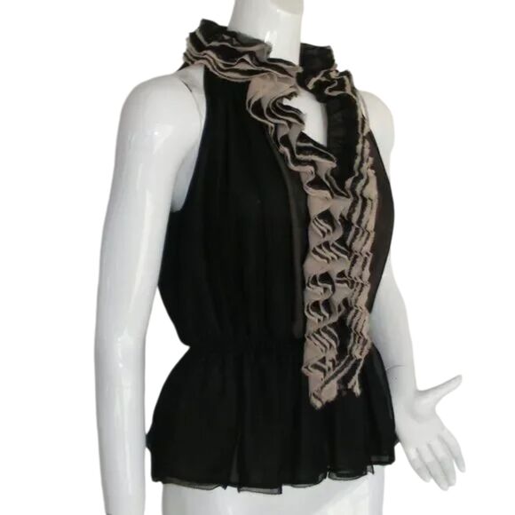 ROBERT RODRIGUEZ Top, S, Mesh, Ruffle Neck/Front, Sleeveless, Neiman Marcus - Picture 2 of 13